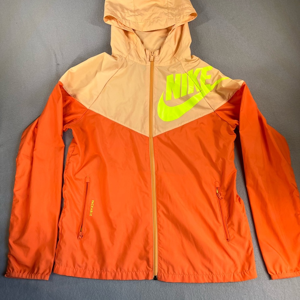 Nike Women’s Packable Neon Orange Rain Jacket Size Xl